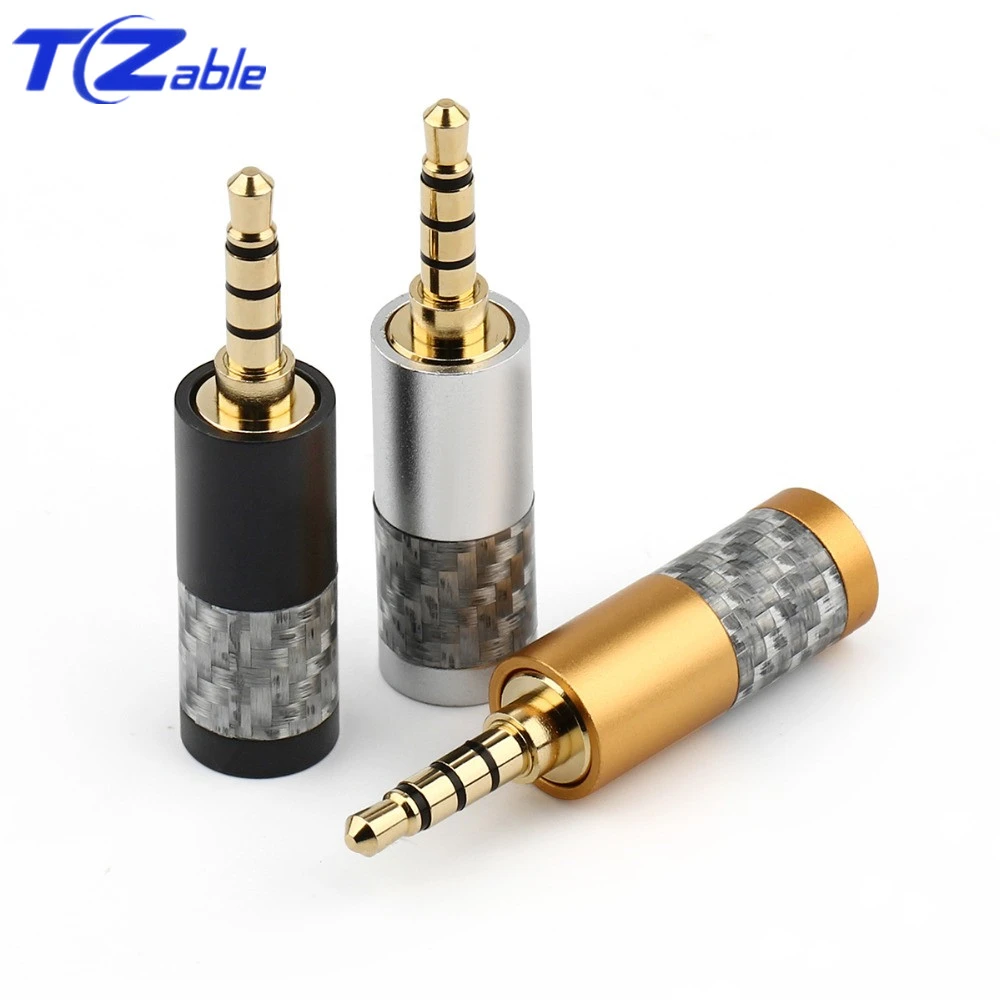 Conector de Audio Jack de 3,5mm, 3/4 polos, auriculares estéreo, Hifi, soldadura de fibra de carbono chapado en Mini adaptador macho 3,5|Accesorios de - AliExpress