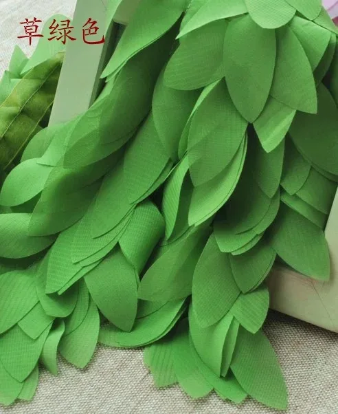 Черный шифон листья отделка 3D цветочные кружева аксессуары из тканей праздничный костюм вечерние принадлежности для декора, 1 ярд, FT003bla - Цвет: green