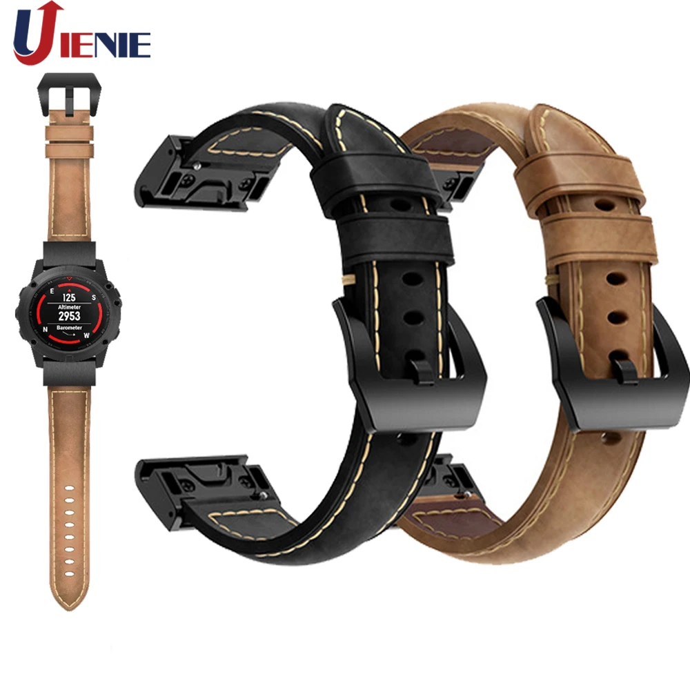 Кожаный ремешок для наручных часов быстросъемный смарт браслет Garmin Fenix 5/5X/5S Plus