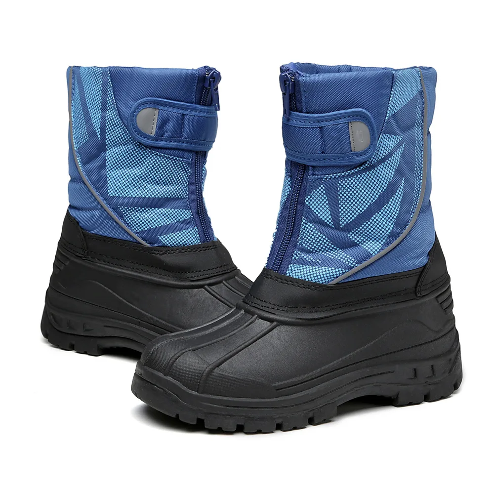 Зимние сапоги для мальчиков и девочек резиновые сапоги с круглым носком Повседневная Нескользящая теплая обувь уличная модная обувь, размер 24-31