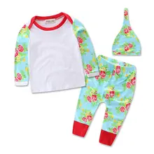 3Pcs Newborn Infant Baby Girls Tops Clothes Floral Shirt+Long Pants Outfits Set