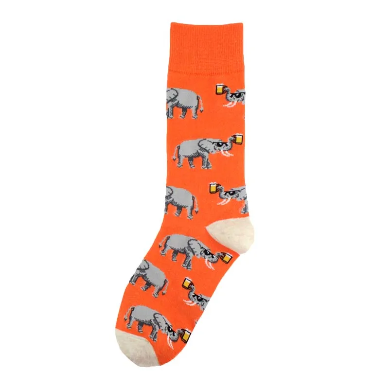 COSPLACOOL/мужские носки с надписью Happy Cool, свадебные носки со слоном и пивом, креативные носки, цветные музыкальные носки со смешным рисунком, унисекс, Homme - Цвет: 2