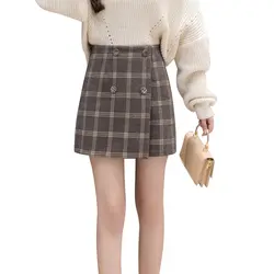 2019 женские шерстяные юбки женская клетчатая юбка-карандаш Лолита облегающая сексуальная зимняя винтажная Нижняя юбка с высокой талией