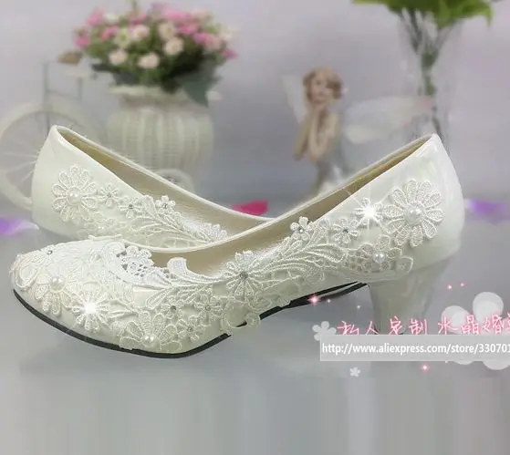 ФОТО 5CM heels wedding shoes brides white lace handmde party dress proms dance pumps shoes TG277 womens plus size wedding shoes