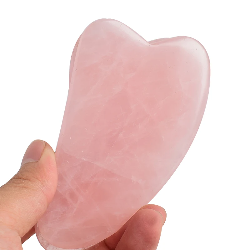 Натуральный розовый кварц Guasha Массажер для тела скребок для спины лица Китайская традиционная спа-терапия Уход за здоровьем Нефритовый камень инструмент для выскабливания