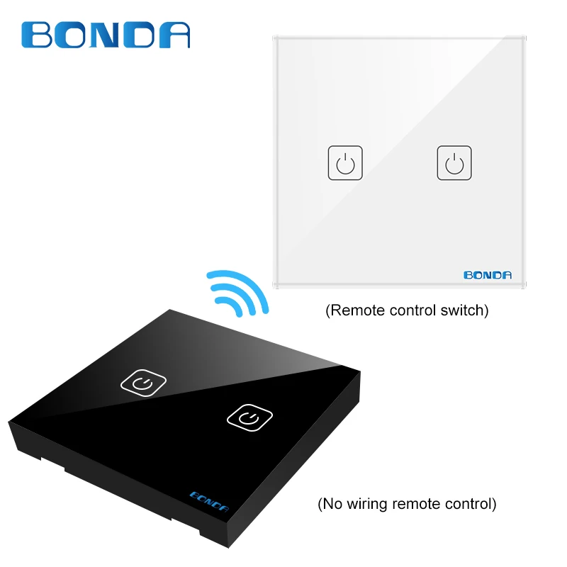 BONDA EU/UC Умный домашний сенсорный переключатель индукционного типа нетканый провод случайно прикреплен к панели из закаленного стекла через - Цвет: White and black