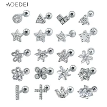 AOEDEJ ушной хрящ, серьги-гвоздики для женщин, серьги-гвоздики из нержавеющей стали, ювелирные изделия в виде цветка, серьги-гвоздики