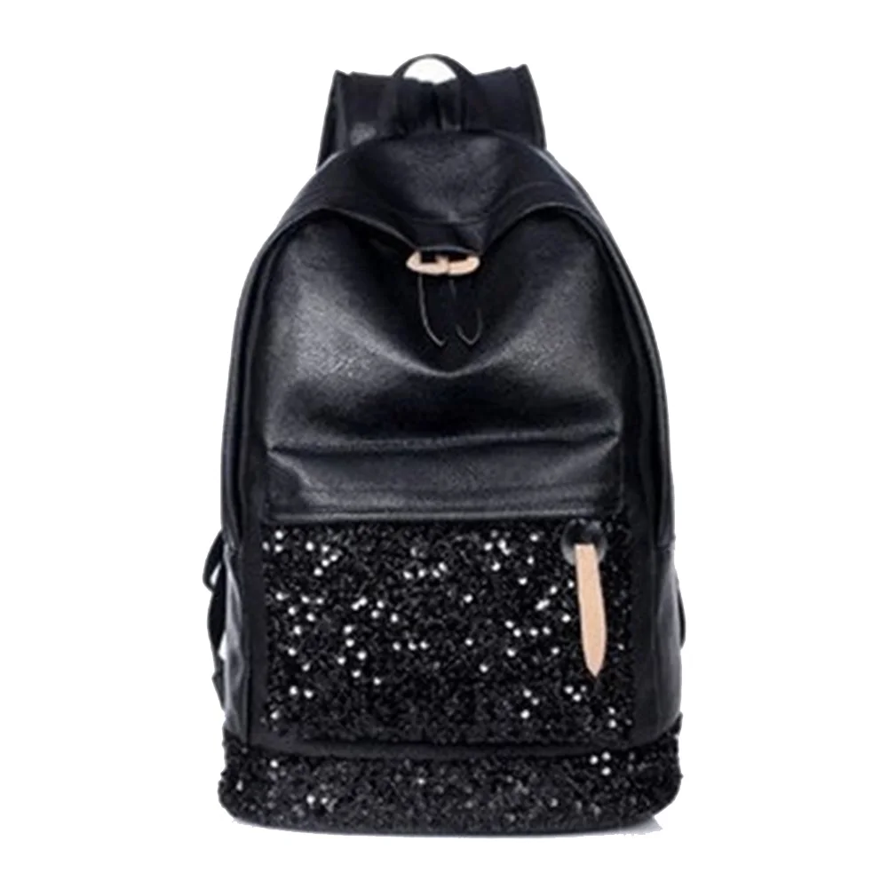 

2018 New PU leather backpack for teenage girls diamond patchwork women school bags high quality female crystal Travel bags