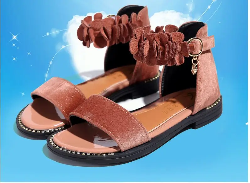 Летние детские сандалии для девочек обувь Дети Детская мода открытый носок туфли принцессы для девочек мягкая подошва пляжные сандалии с