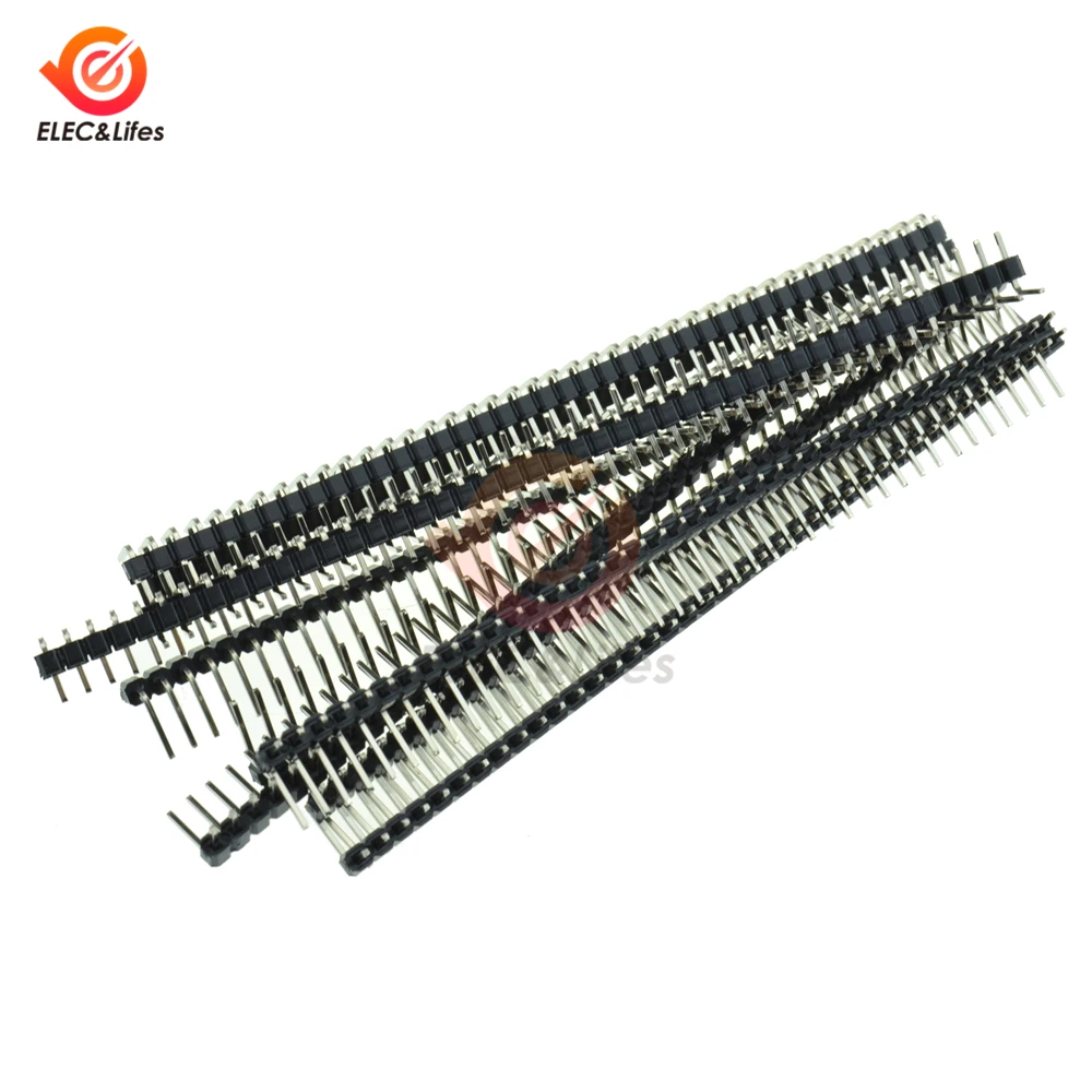 10 шт. 2,54 мм 40 контактов 40 Pin однорядные изогнутые штыревые коннекторы полосы 40-контактный изогнутые иглы для Arduino электронные компоненты