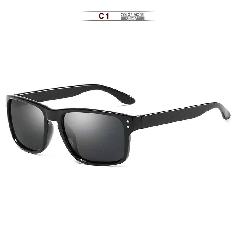 KDEAM солнцезащитные очки мужские Поляризованные zonnebril mannen Квадратные Солнцезащитные очки женские очки спортивные 5 цветов UV400 С Чехол KD429 - Цвет линз: C1