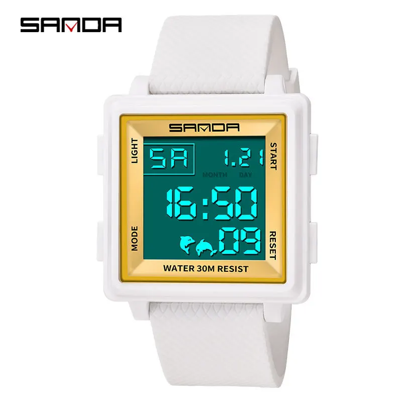 

SANDA 2018 New Pattern Square More Function Motion Watch Trend Wrist Watch And Women Student Waterproof Noctilucent relogio