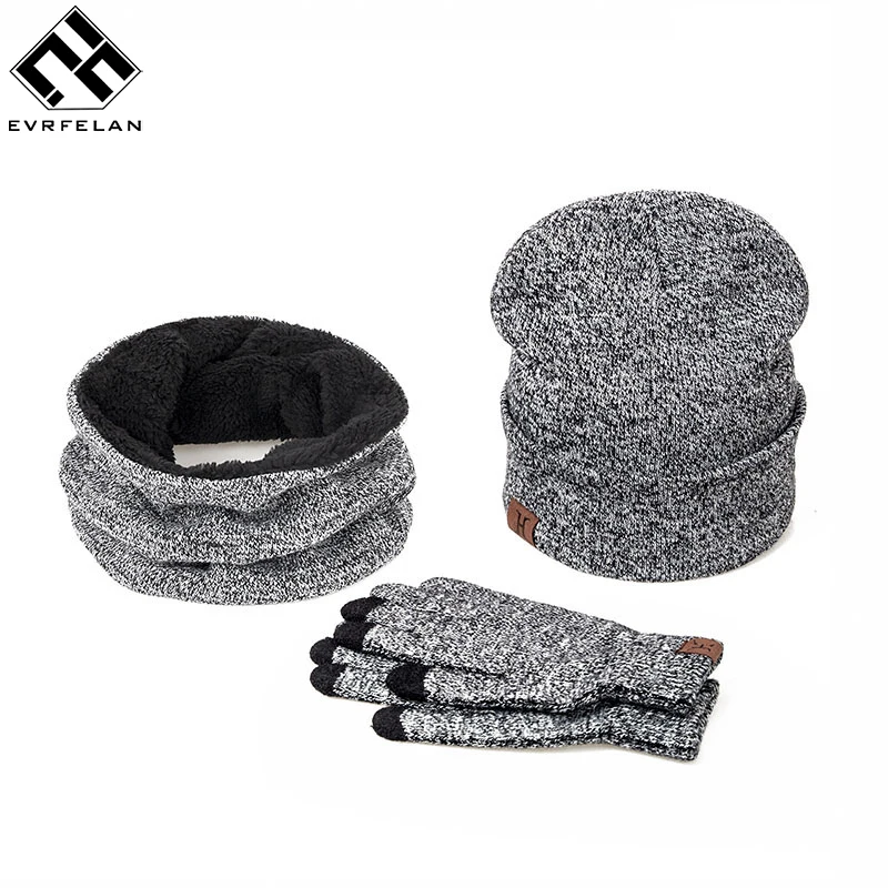 3 Pieces Set New Brand Women Winter Hat And Gloves Cotton