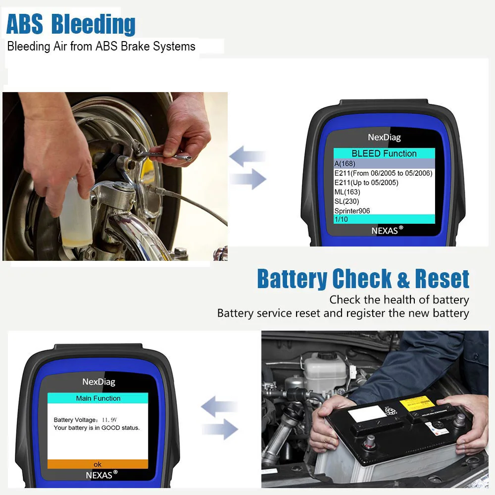 Nexas ND606 OBD2 сканер Авто Диагностический ABS Bleed аккумулятор EPB SAS сброс масла для CLA GLA