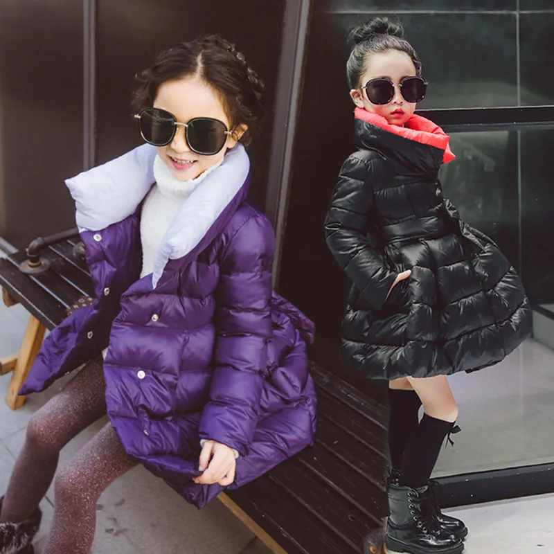 

Christmas Girls Coats 2017 fashion Autumn Winter girl clothes Stand collar Kids Coat with bow-knot Girl Outerwear 3 4 6 8 10 12T