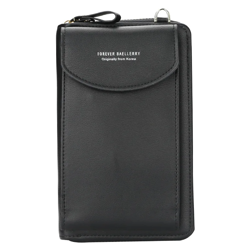 Baellerry, Женский кошелек, брендовый кошелек для мобильного телефона, большие держатели для карт, кошелек, сумочка, клатч, сумка на ремне через плечо - Цвет: Черный