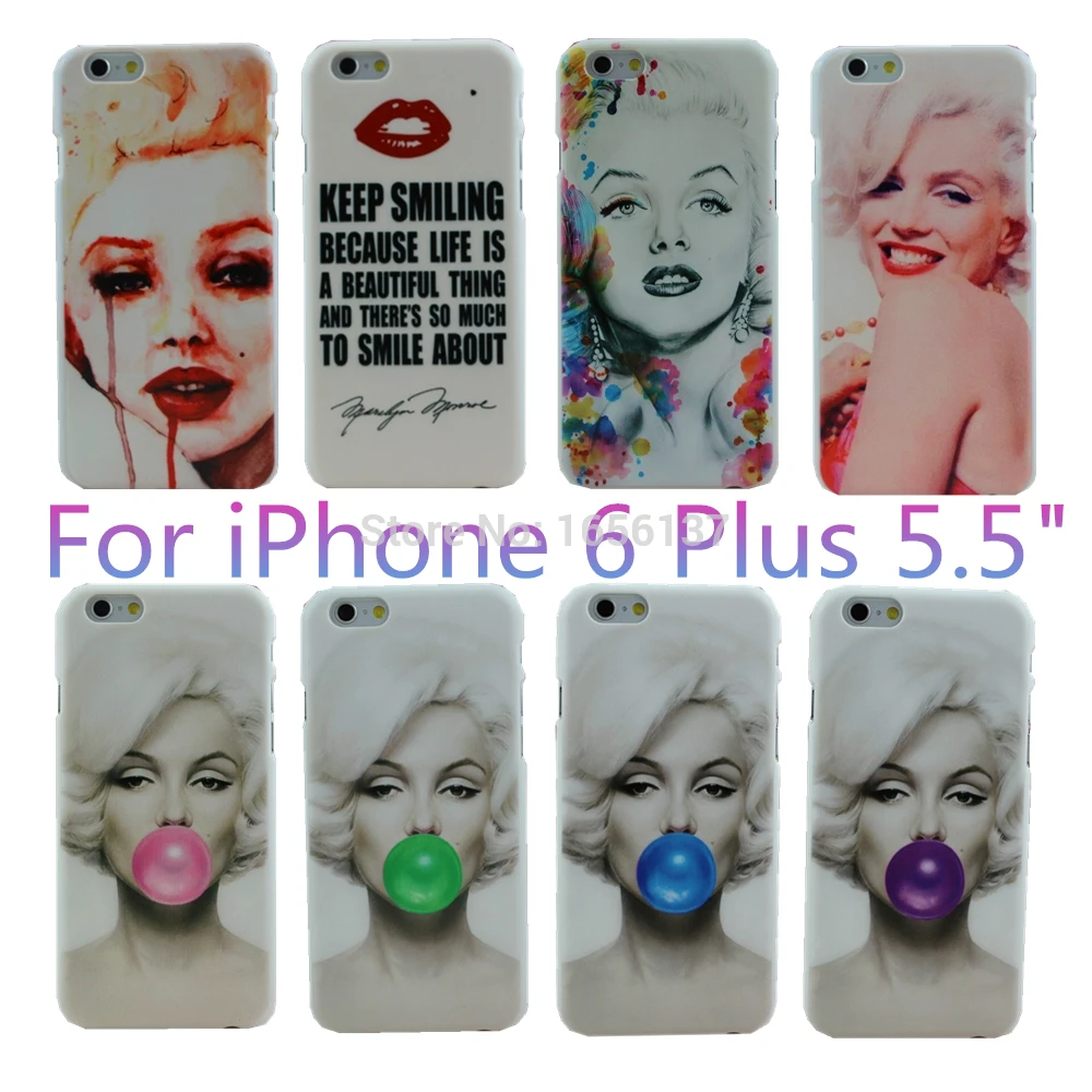 White Grounding pattern Sexy Marilyn Monroe Bubble Gum Red Lips Style Design Case Cover For Apple iPhone 6 Plus 6S |