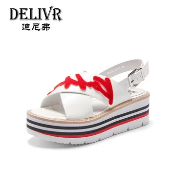 

Delivr Women Sandals Summer Platform Wedges Casual High 2019 Genuine Leather Women'S Sandals Thick Sole Schoenen Vrouw Sandalen