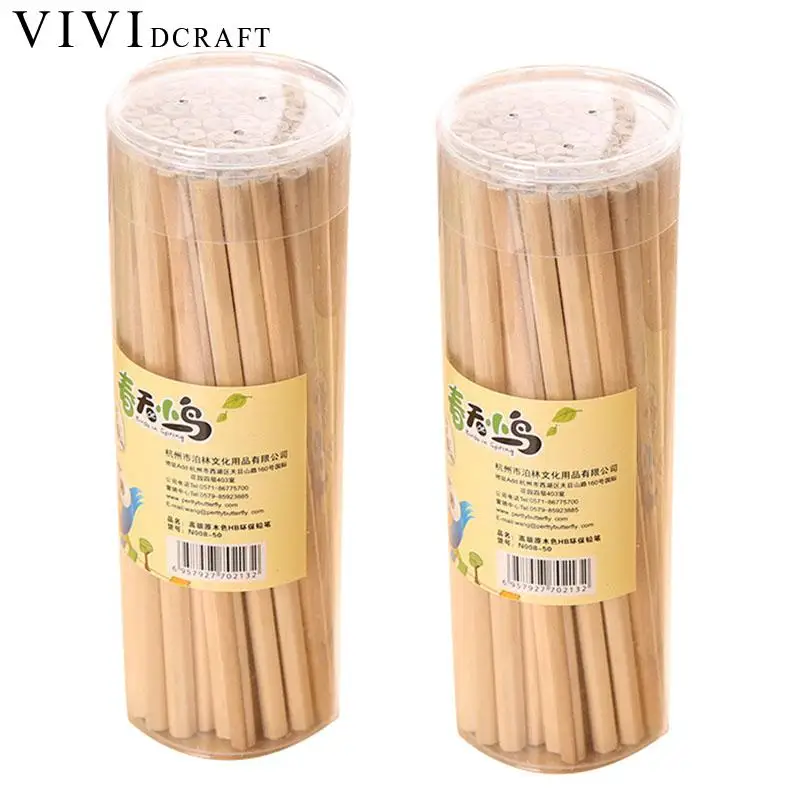 

50pcs/box Wood Color HB Pencil Set For Kids School Lapices Stationery For Drawing Lapis Material Escolar Pencil Sketch Drawing