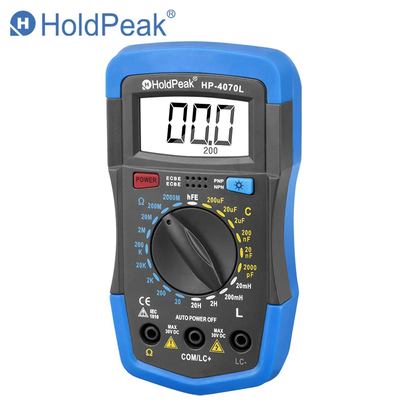 

HoldPeak HP-4070L Capacitance Multimeter Digital Inductance LCD Meter hFE Test Manual Range Inductance LCR Meter Test Multimeter