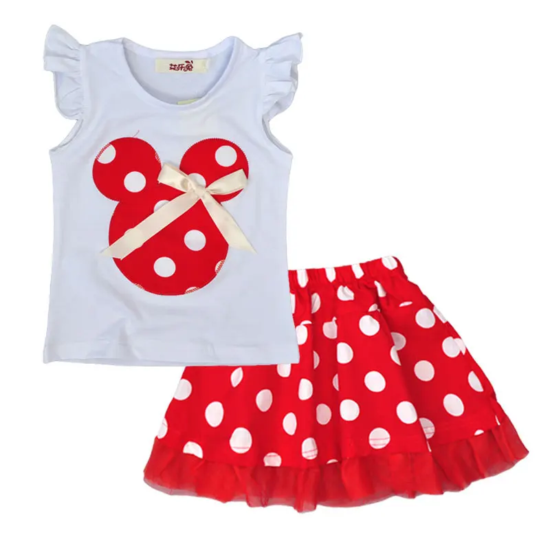 

Hot Sale 2019 Baby Girl Clothes Set Dots Print Bow-Knot Cotton T-Shirt+Skirt 2PCS Kids Clothes Summer Children Sprots Outfit Set