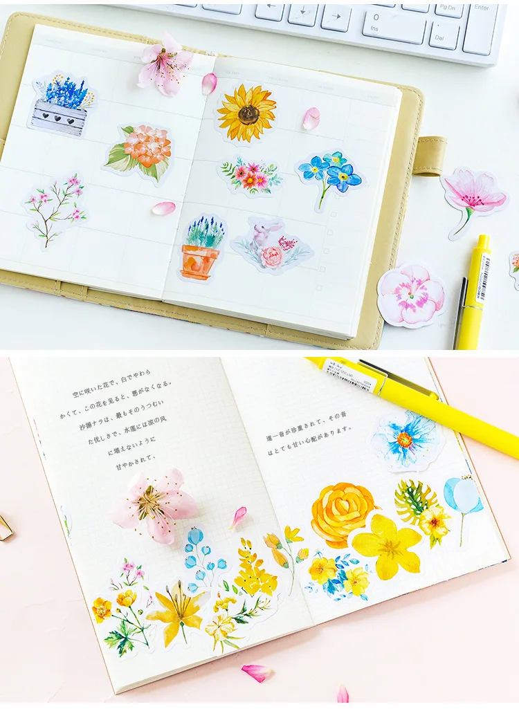 45 шт./пакет Kawaii Bullet Journal милый дневник для записей Цветочные наклейки Скрапбукинг японский канцелярские украшения офиса школьные