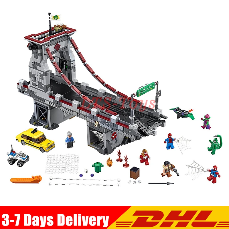 

Compatible Legoings 76057 LEPIN 07038 1165Pcs Super Hero Spiderman Web Warriors Ultimate Bridge Battle Building Block