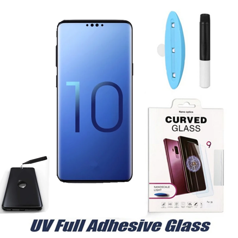 UV Light Nano Full Glue Sceen Protector For Samsung Galaxy S10 S10plus S10lite 6D 9D Liquid Tempered Glass Huawei P30pro | Мобильные