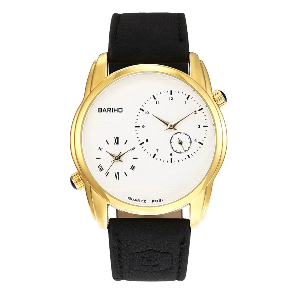 

Leather Quartz Watch men Date Square Clock Male Waterproof Casual Multi-time zone WristWatch Sport watches Relogio Masculino