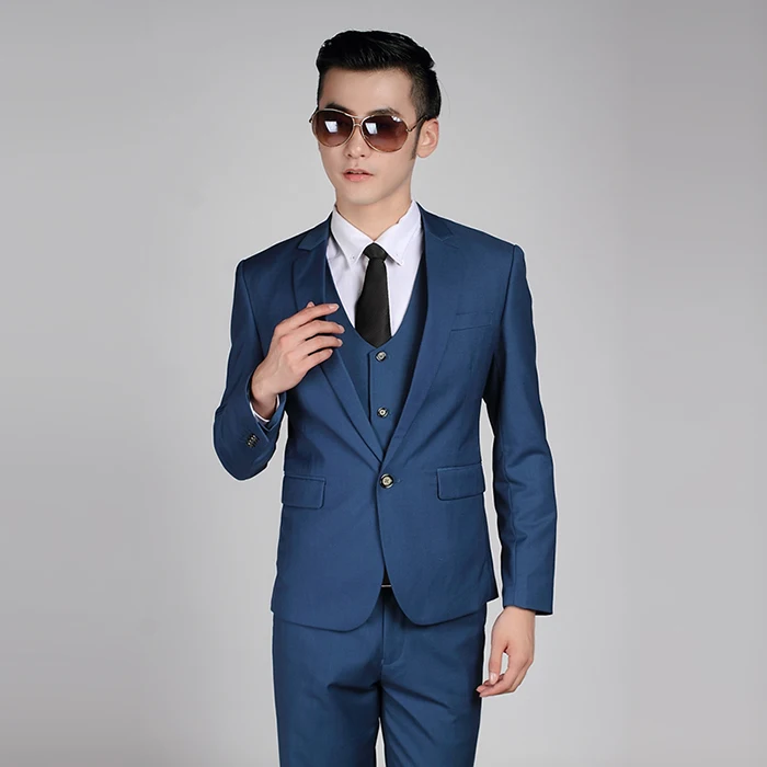 Куртка+ брюки) Модные мужские деловые костюмы тонкие мужские костюмы брендовая одежда свадебные костюмы для мужчин последние модели пальто брюки - Цвет: blue jacket pants