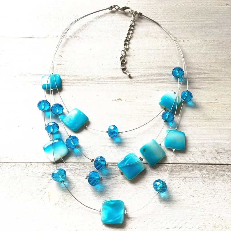 

Dongmu Jewelry, Bohemia classic, multi layer crystal shell necklace, lady gift, New Year gift