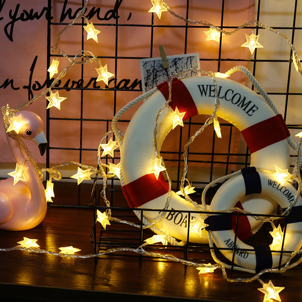 

6M 40LEDs 3AA Battery USB Powered STAR Shaped Theme LED String Fairy Lights Christmas Holiday Wedding Decoration party Lighting