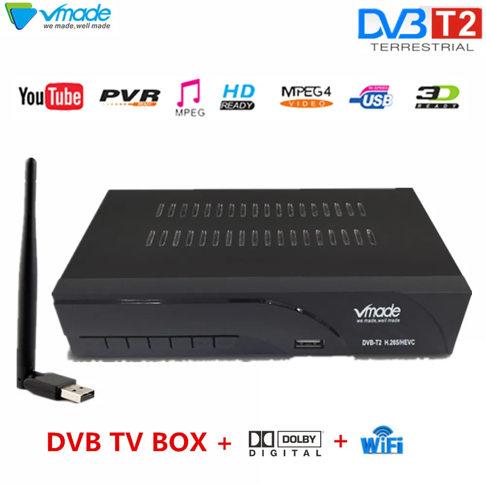 

Vmade HD digital tv tuner H.265/HEVC dvb t2 K6 TV Box with scart support Dobly youtube with USB wifi DVB T2 Terrestrial receiver