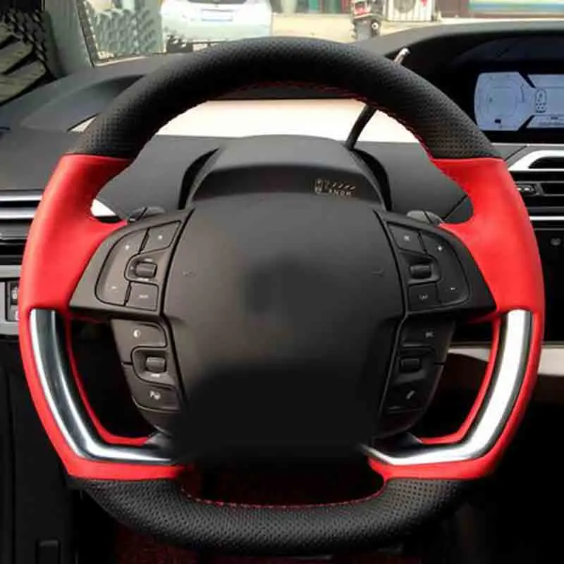 

Car accessories Leather Hand-stitched Car Steering Wheel Covers For Citroen C4 PICASSO 2015 2016