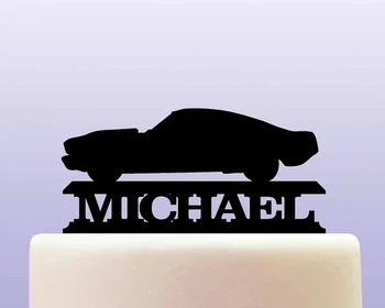 

Personalised name cycle Acrylic Retro Vintage Mustang Classic Car birthday Cake Toppers, baptism Christening cake topper