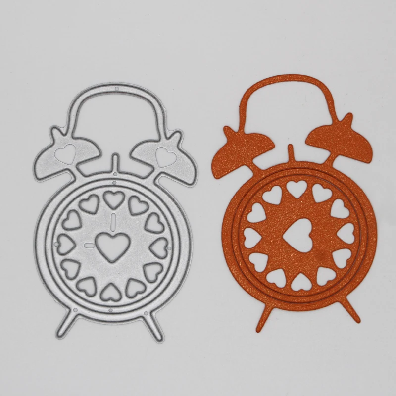 

Hollow heart Alarm clock Metal Cutting Dies DIY Scrapbooking Album Decoration Embossing Paper Card Craft 46*70 mm