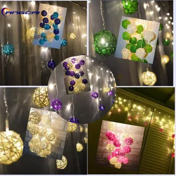 Gordijn Lichten 4 m * 0.3 0.4 0.5 m 96led Multicolor Handgemaakte Rattan Ballen String Fairy Party Patio Decor Party night Twinkle guirlande Gordijn Lichten 4 m * 0.3 0.4 0.5 m 96led Multicolor Handgemaakte Rattan Ballen String Fairy Party Patio Decor Party night Twinkle guirlande