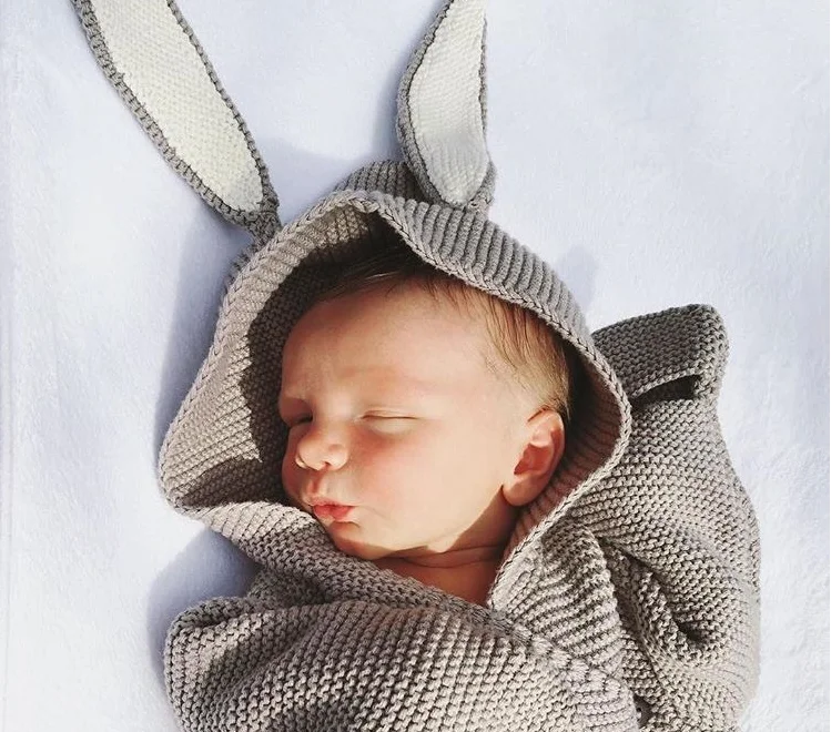 Твердые Вязание новорожденных пеленка для сна одеяла Кролик Дизайн Детские коляски детский спальный мешок Sleepsack для StrollerZ807