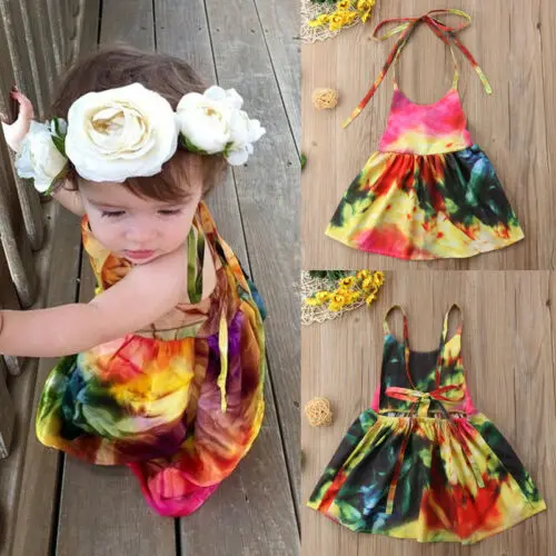 

Cute Casual Toddler Kid Baby Girl Halter Backless Tutu Dress Sundress Summer 2019 Hot High Quality Hot Selling
