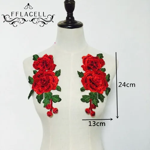 Fflacell 2 шт./пара вышивка нашивки в виде цветков розы для шляпа сумка джинсы с аппликацией в виде ремесла Костюмы аксессуары - Цвет: A1