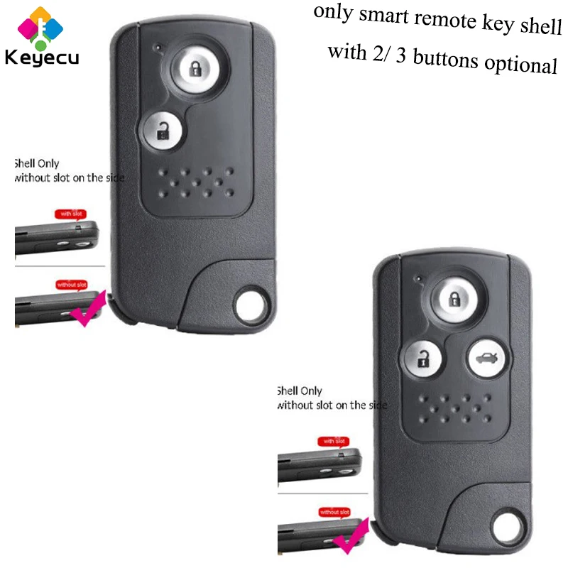 

KEYECU Replacement Smart Remote Control Car Key Shell Housing With 2/ 3 Buttons - FOB for Honda CR-V 2013-2015 Civic 2012-2015