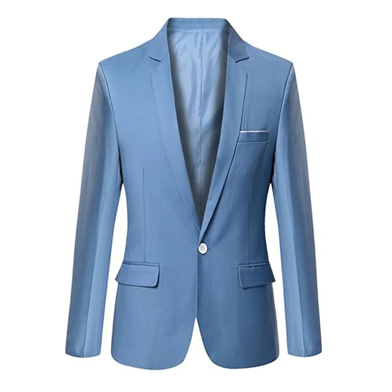 New high quality men's suit coat solid color lapel a button men's prom