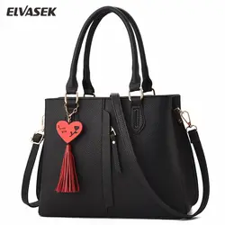 ELVASEK 2019 Весна Новый модный тренд сумка женская простая большая сумка женская сумка на плечо с кисточкой кулон