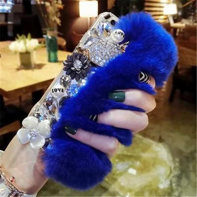 

Fluffy Rabbit Fur Silicone Phone Cases For Xiaomi Redmi 7 6A 5 Plus Note 7 5 pro MAX 2 5X Case Bling Back Cover Shell