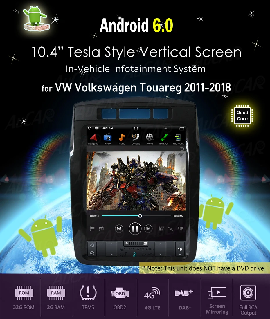 Android 7,1 ''10,4'' Tesla для volkswagen VW Touareg 2 din автомагнитола gps Mulltimedia- Bluetooth wifi 4G Вертикальная стерео