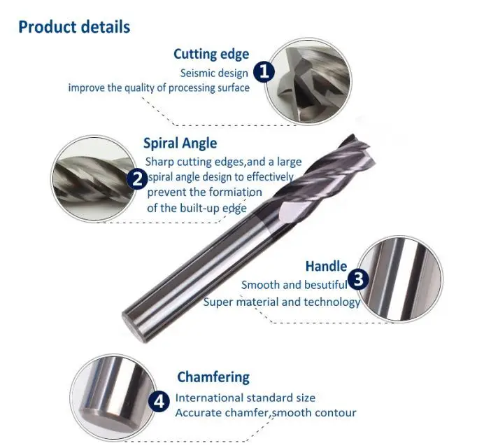 JF 6mm 6x20x6x75 Solid Carbide 4 Flutes End Mills 50HRC TiAlN Coated