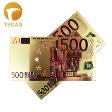 24k золотые банкноты 500 евро Золотая фольга коллекционные сувенирные банкноты подарок Прямая поставка