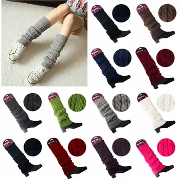 

Women Lady Knee High Socks Knit Crochet Winter Warmer Leggings Gloves Boot Cover