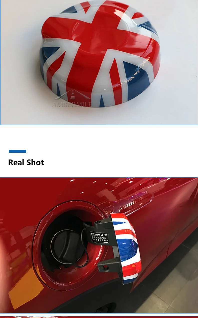 ABS Union Jack Car Fuel Tank Cap Cover Stickers Decoration for Mini Cooper Clubman F54 F55 F56 Car Styling Accessories (4)