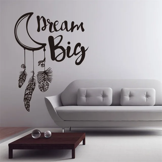 dream big quote feather wall decal dream catcher vinyl feathers